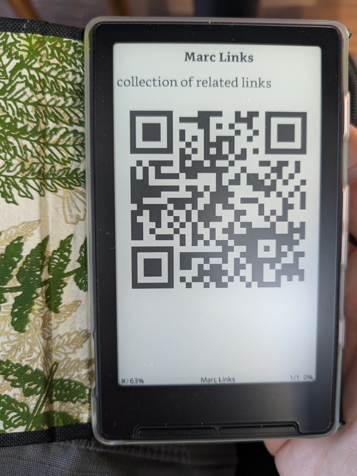 epub with a qr code on x4 device